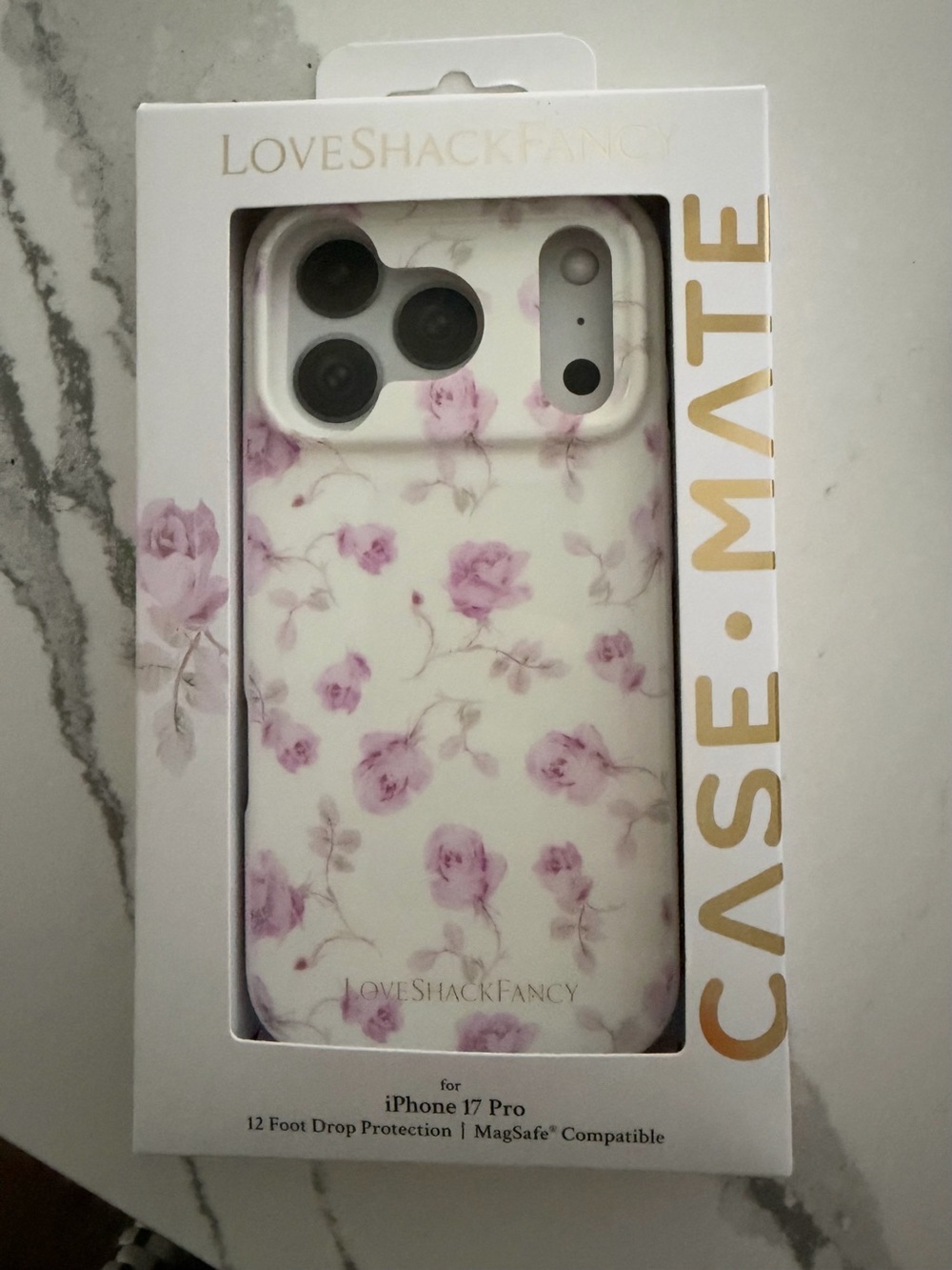 LoveShackFancy Pink Floral iPhone 17 Pro Case on White